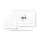 Completo lenzuola lettino con Sbarre - Panda - Bianco Celeste