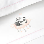 Completo Lenzuola Lettino con Sbarre - Panda Rosa