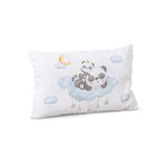 Set Piumone e Paracolpi Lettino con Sbarre - Panda - Celeste - cuscino