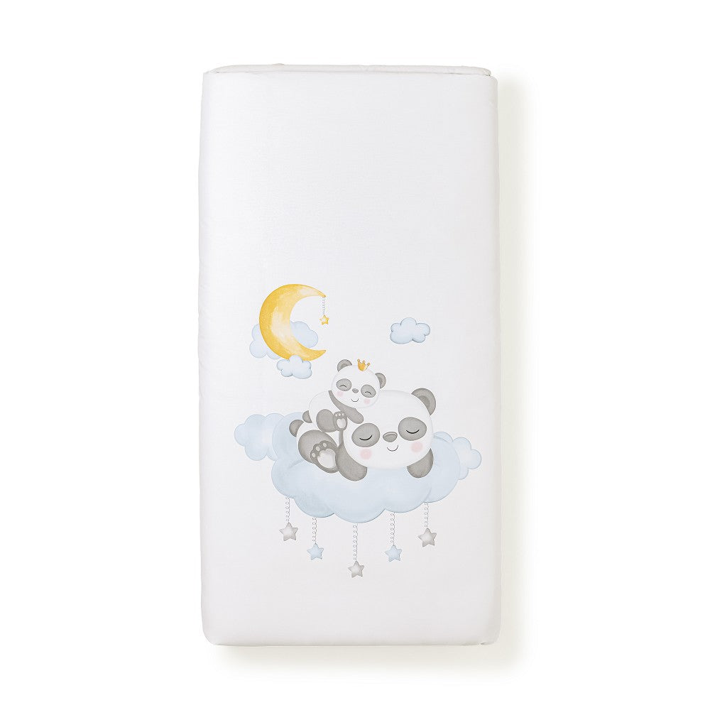 Set Piumone e Paracolpi Lettino con Sbarre - Panda - Celeste - piumone