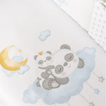 Set Piumone e Paracolpi Lettino con Sbarre - Panda - Celeste - stampa