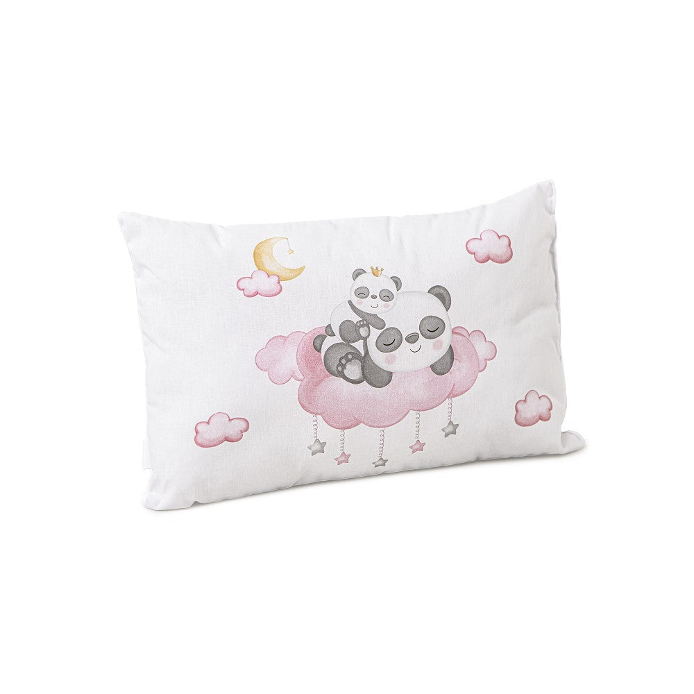 Set Piumone e Paracolpi Lettino con Sbarre - Panda Rosa