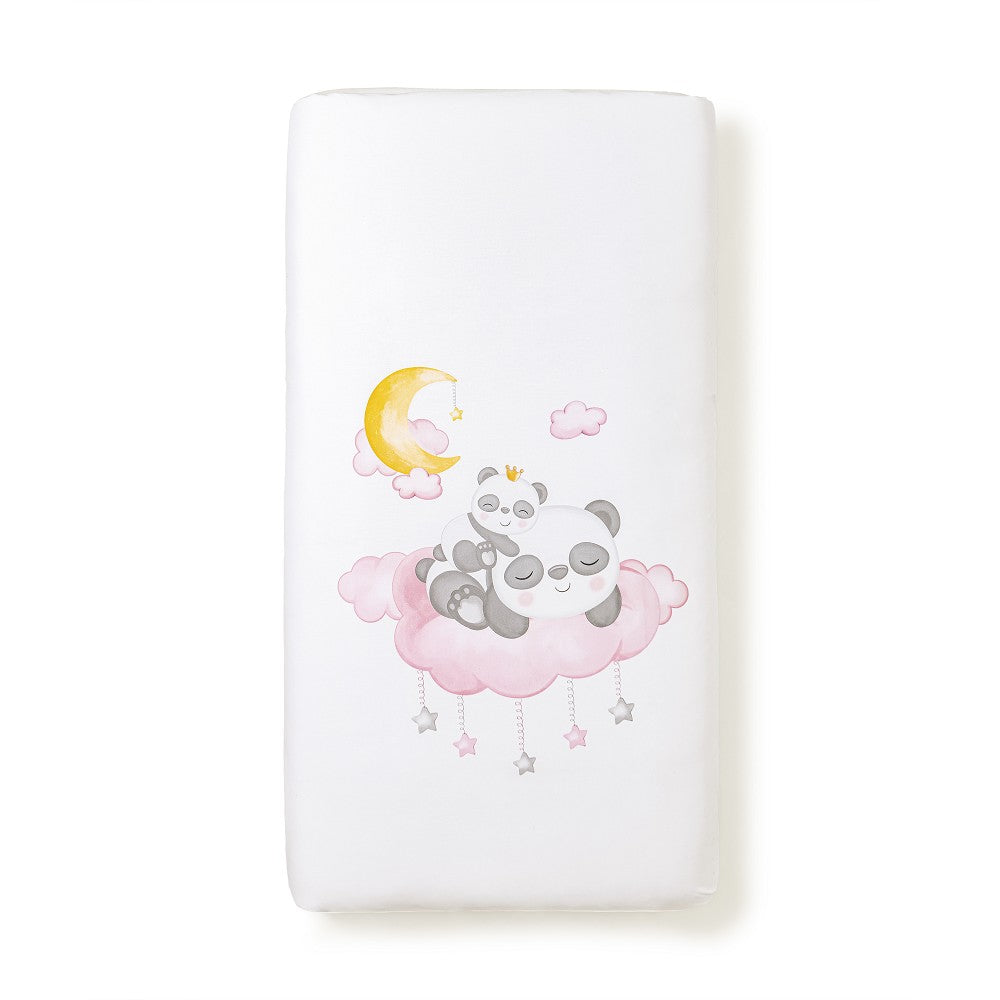 Set Piumone e Paracolpi Lettino con Sbarre - Panda Rosa