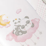 Set Piumone e Paracolpi Lettino con Sbarre - Panda Rosa - stampa