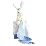 Doudou Neonato Nascita Coniglietto Bianco Celeste 15 cm