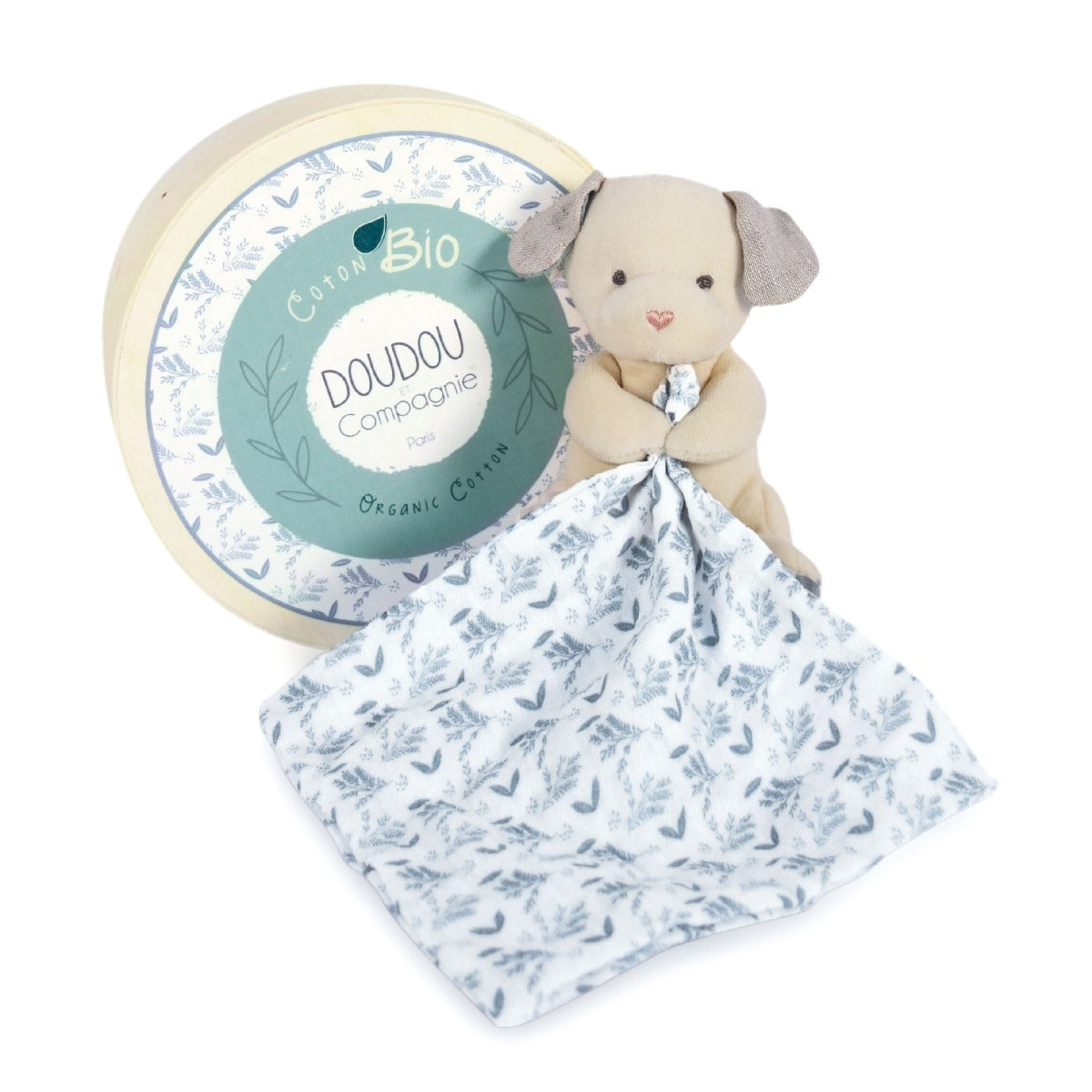 Doudou et Compagnie - Doudou neonato nascita in cotone bio 15 cm Celeste