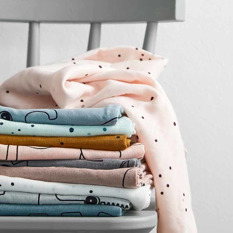 SET 2 COPERTINE COPERTINE SWADDLE MILLEUSI DREAMY DOTS, ROSA CIPRIA 120X120 CM 100% COTONE - Nene Shop