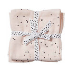 SET 2 COPERTINE COPERTINE SWADDLE MILLEUSI DREAMY DOTS, ROSA CIPRIA 120X120 CM 100% COTONE - Nene Shop