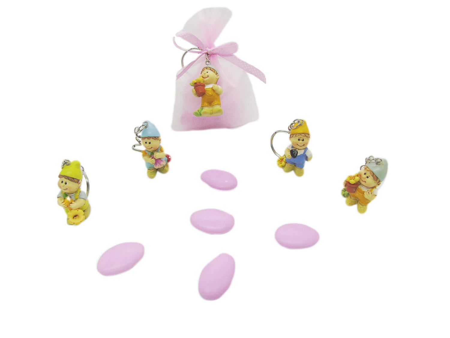 SACCHETTINO CONFETTI SEGNAPOSTO BOMBONIERE NASCITA BATTESIMO PRIMO COMPLEANNO - GNOMI