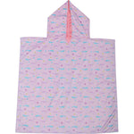 PONCHO MARE BAMBINA CON CAPPUCCIO - SIRENETTA/NARVALO 2-6 ANNI - double face