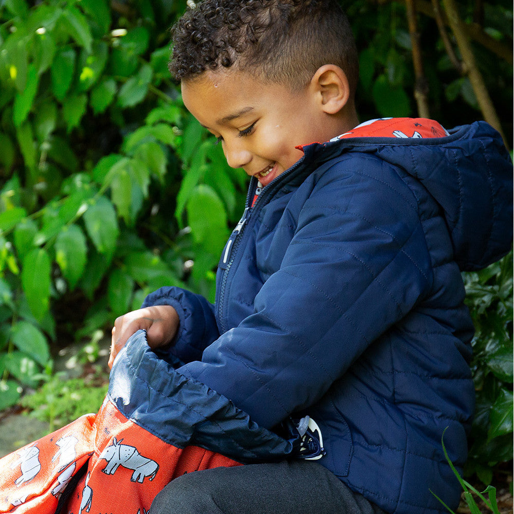 Piumino Giacca a Vento Reversibile - Amici Rinoceronti - Frugi