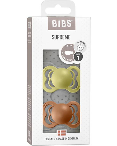 BIBS SET DI 2 CIUCCI SUPREME - GOMMA NATURALE -  Verde Prato - Terra - Nene Shop