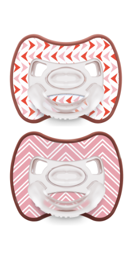 CIUCCIO SUPER LEGGERO IN SILICONE MEDICALE - GLEE ARROWS PINK - BIPACK - 00-2 MESI - Nene Shop