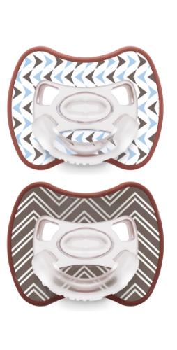 CIUCCIO SUPER LEGGERO IN SILICONE MEDICALE - GLEE ARROWS BROWN - BIPACK - 00-2 MESI - Nene Shop