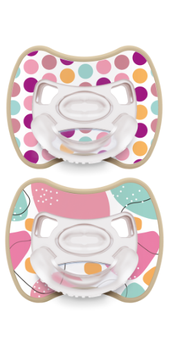 CIUCCIO SUPER LEGGERO IN SILICONE MEDICALE - GLEE DOTS - BIPACK - 00-2 MESI - Nene Shop