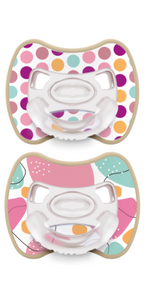 CIUCCIO SUPER LEGGERO IN SILICONE MEDICALE - GLEE DOTS - BIPACK - 00-2 MESI - Nene Shop
