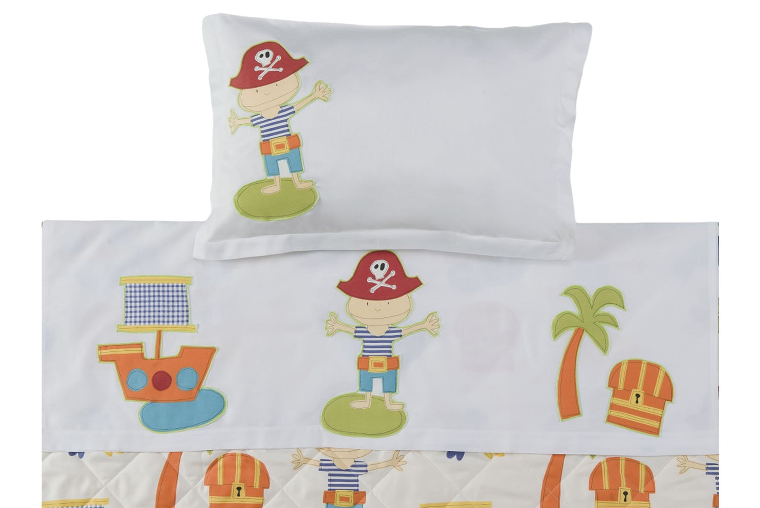 SET LENZUOLA LETTINO CON SBARRE NEONATO - PIRATI