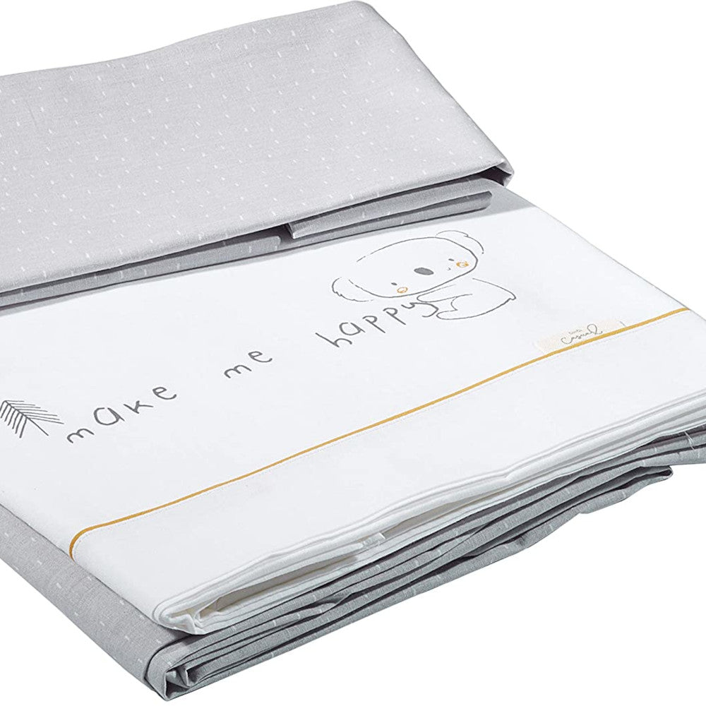 COMPLETO LENZUOLA LETTINO CON SBARRE SIDNEY - GRIGIO