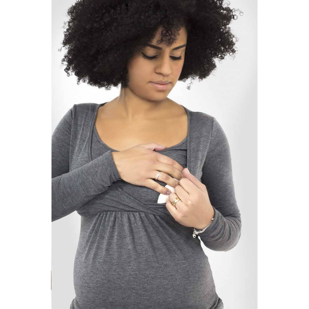 MAGLIA PREMAMAN E ALLATTAMENTO - Particolare maglia grigia