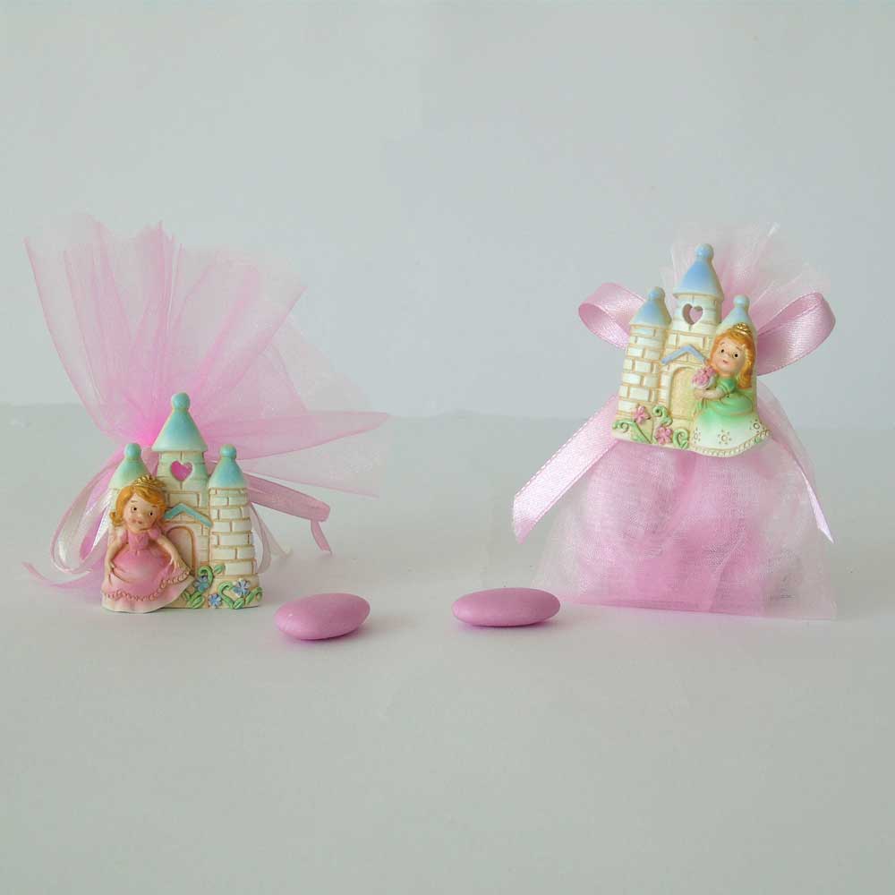 SACCHETTINO CONFETTI SEGNAPOSTO BOMBONIERA NASCITA BATTESIMO - PRINCIPESSA NEL CASTELLO