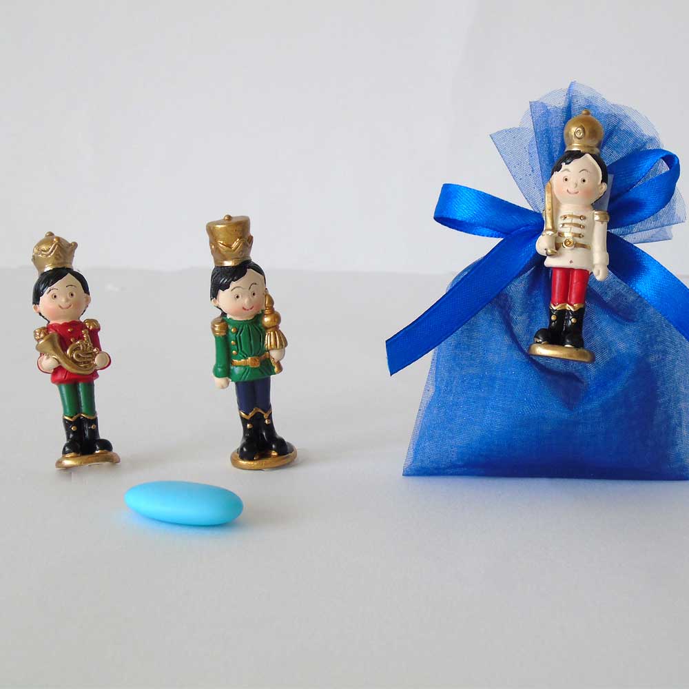 SACCHETTINO CONFETTI SEGNAPOSTO BOMBONIERA NASCITA BATTESIMO - SOLDATINI