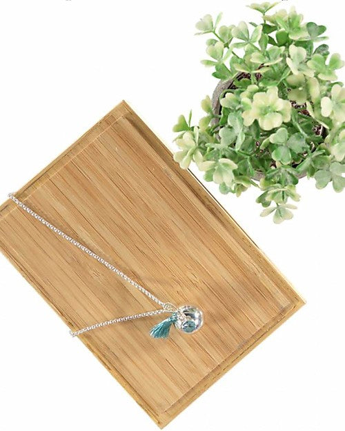 CHIAMA ANGELI BOLA CON CATENA ARGENTO, BLU TOPAZIO