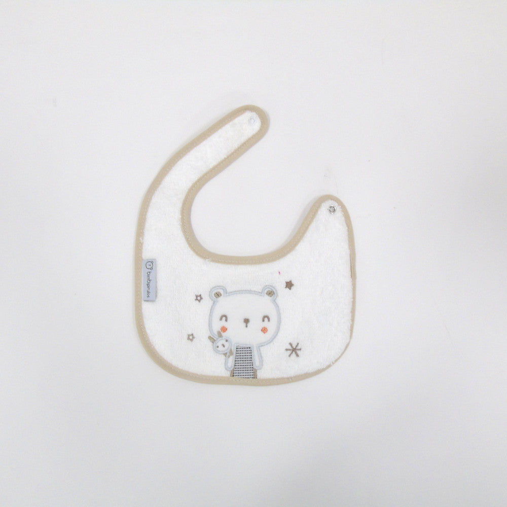 BAVAGLINO BAVETTA NEONATO IN SPUGNA IMPERMEABILE 19x19 CM BEAR TORTORA - Nene Shop