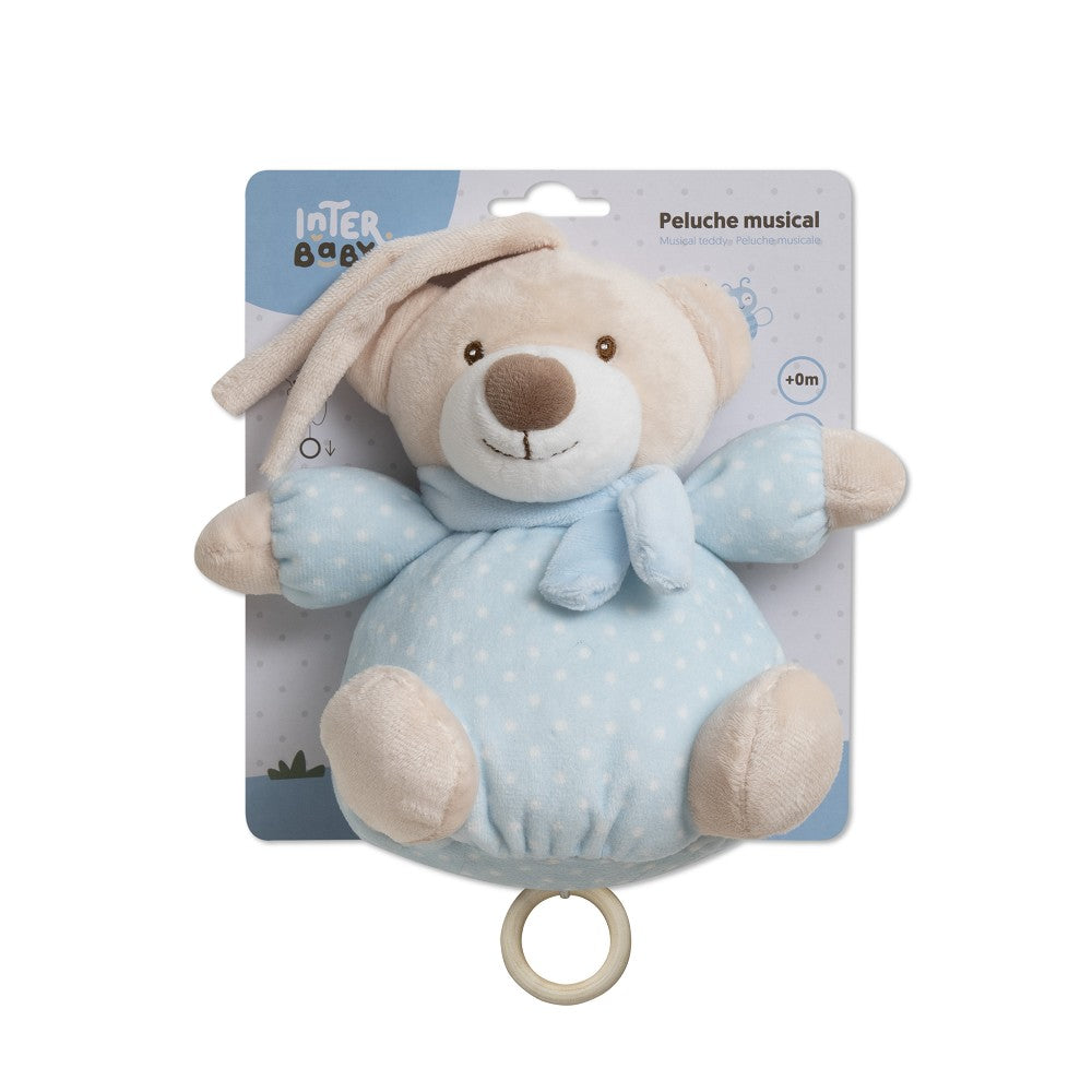 Carillon Culla Passeggino Neonato Peluche Musicale Orsetto Celeste - Interbaby