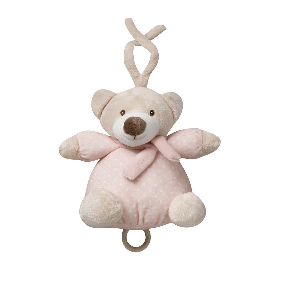 Carillon Culla Passeggino Neonato Peluche Musicale Orsetto Rosa - Interbaby