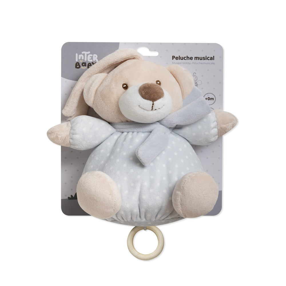Carillon Culla Passeggino Neonato Peluche Musicale Orsetto Grigio - Interbaby
