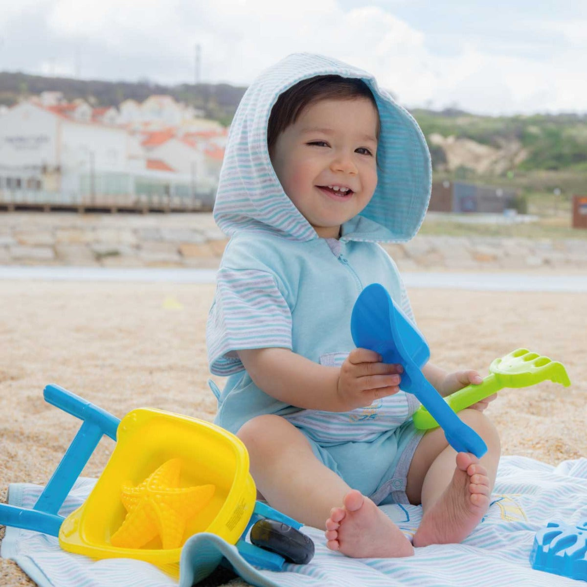 PAGLIACCETTO NEONATO ESTIVO IN COTONE CON CAPPUCCIO 