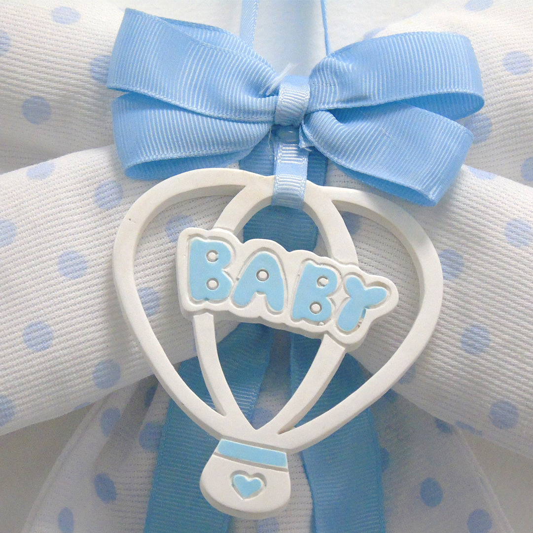 FIOCCO NASCITA CON NOME IN STRASS CELESTE PER BIMBO