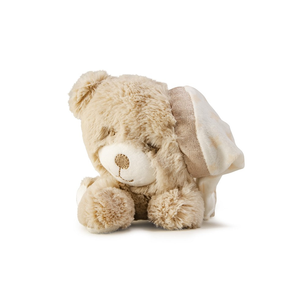 Copertina Neonato Nascita in Pile con Peluche Orsetto Beige - Peluche