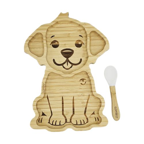 Piatto in Bamboo con Ventosa e Cucchiaio - Cane