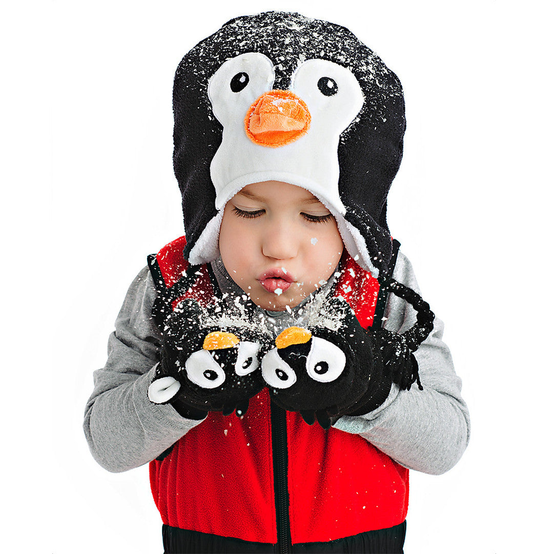 CAPPELLO INVERNALE BAMBINO REVERSIBILE IN PILE PUPAZZO DI NEVE / PINGUINO - Nene Shop