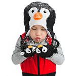 CAPPELLO INVERNALE BAMBINO REVERSIBILE IN PILE PUPAZZO DI NEVE / PINGUINO - Nene Shop