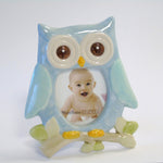 Portafoto in ceramica gufo celeste