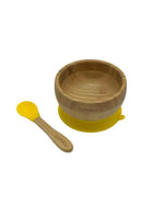 SET PAPPA IN BAMBOO CON VENTOSA PER NEONATI E BAMBINI - GIALLO