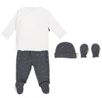 Cofanetto Neonato nascita completo + cappellino + muffole + borsa - retro