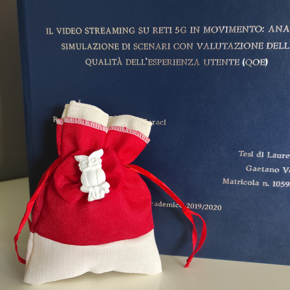 Sacchettino bomboniera porta confetti Laurea Civetta