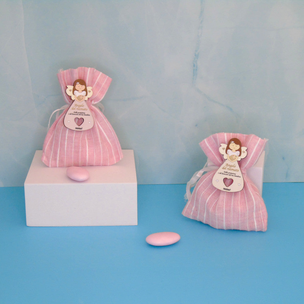 SACCHETTINO CONFETTI SEGNAPOSTO BOMBONIERA NASCITA BATTESIMO - ANGELO DEL NEONATO