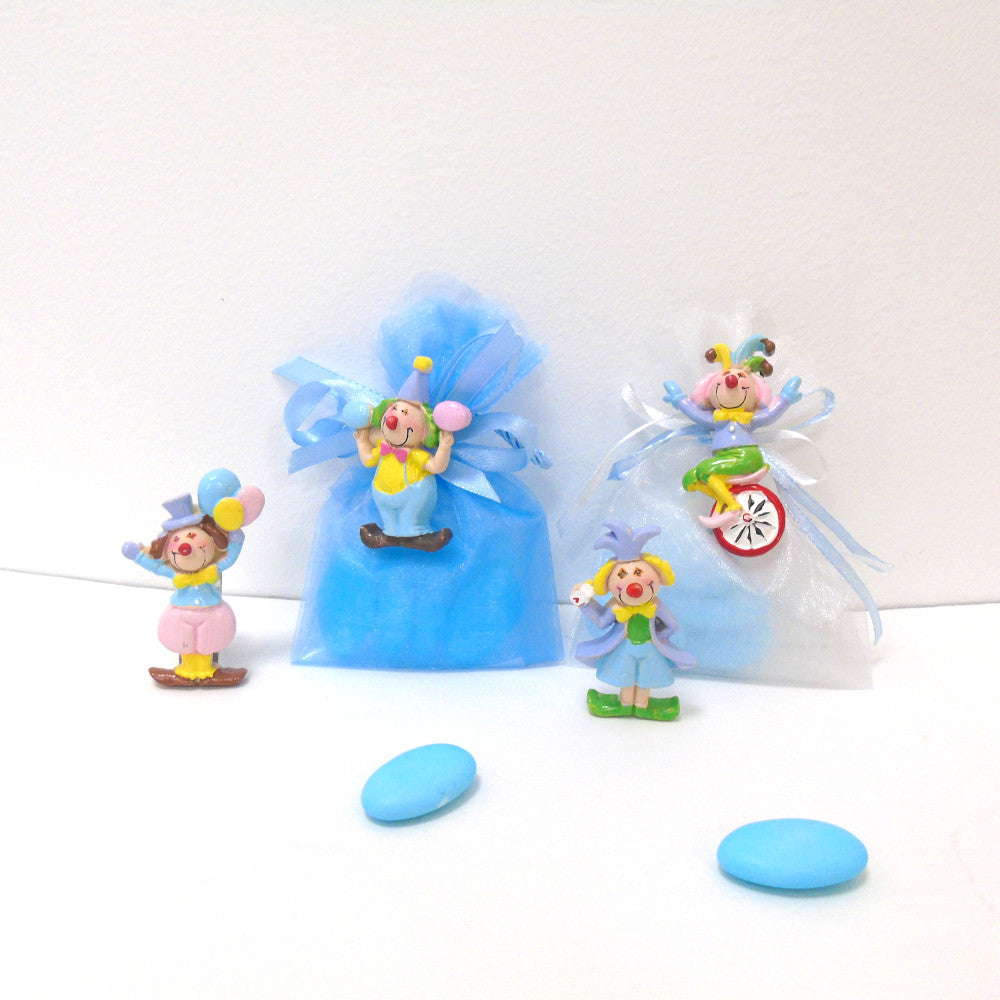 SACCHETTINO CONFETTI SEGNAPOSTO BOMBONIERA NASCITA BATTESIMO - CLOWN - Nene Shop