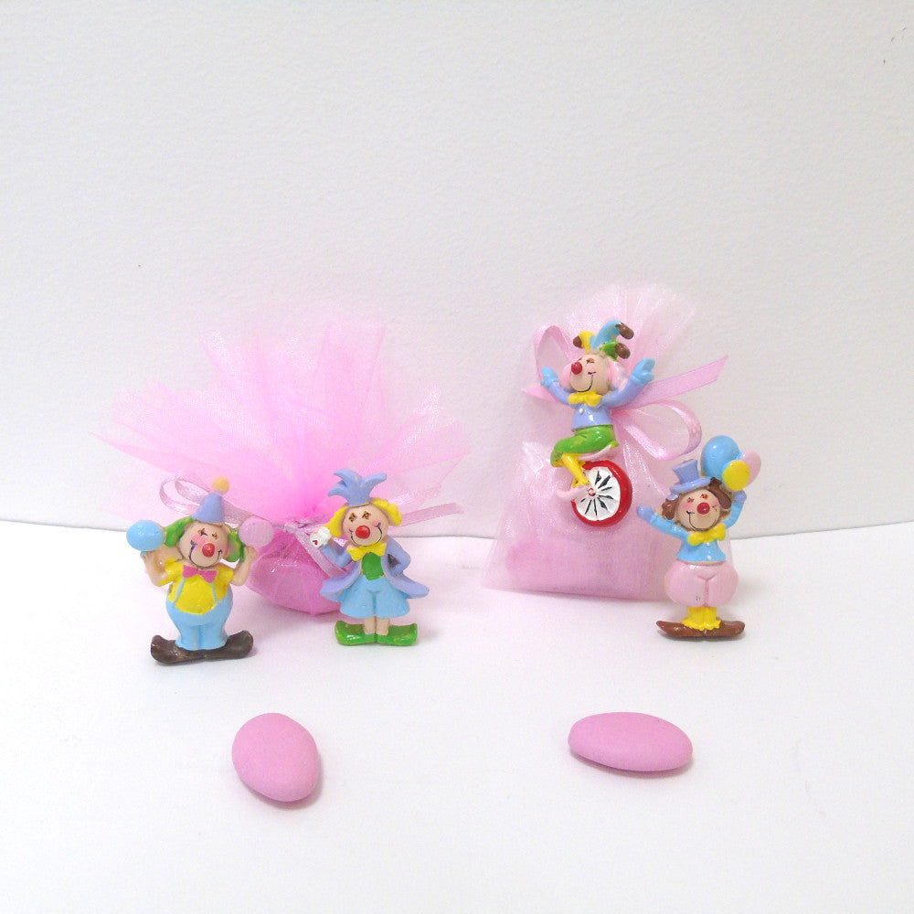 SACCHETTINO CONFETTI SEGNAPOSTO BOMBONIERA NASCITA BATTESIMO - CLOWN