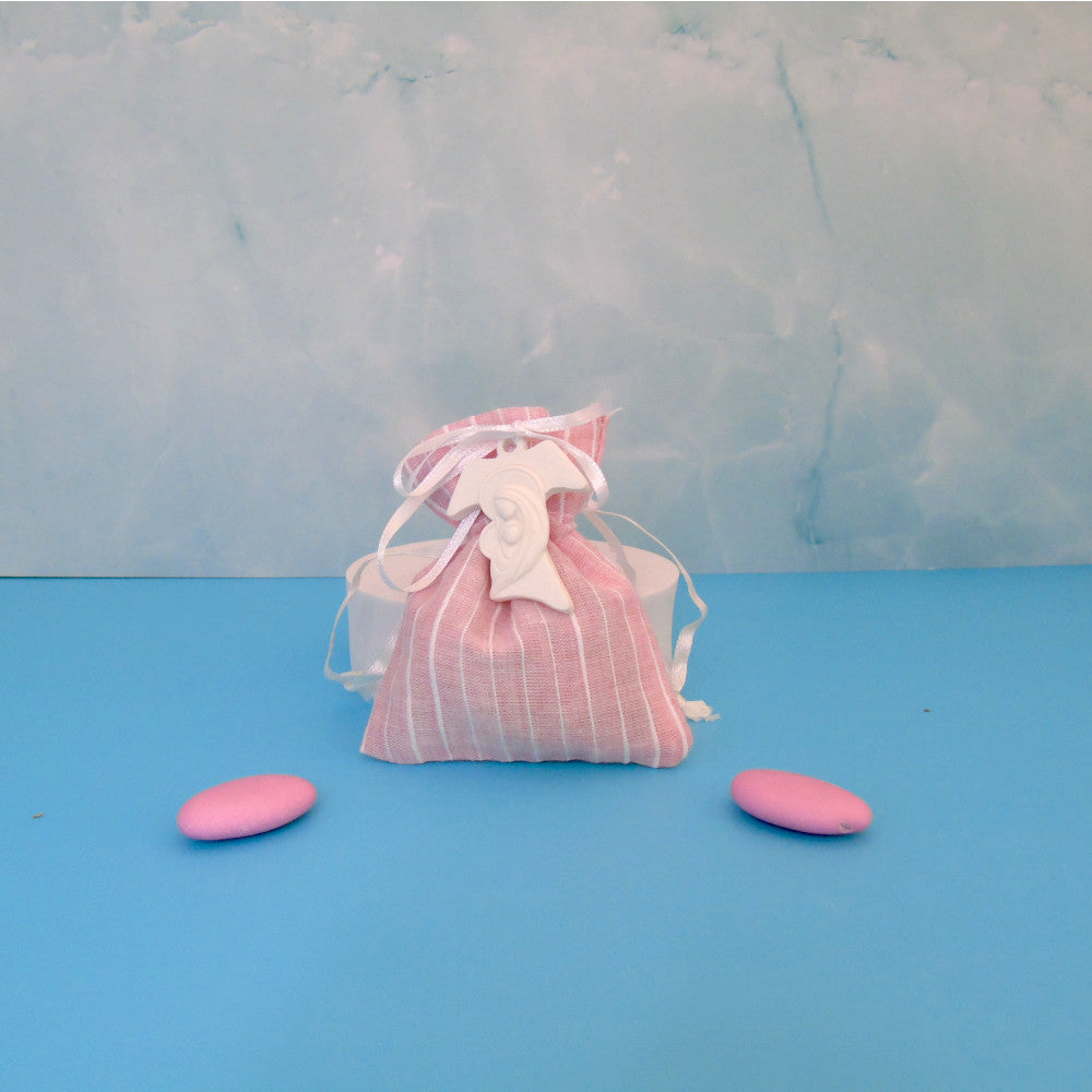 SACCHETTINO CONFETTI SEGNAPOSTO BOMBONIERA NASCITA BATTESIMO - MADONNA CON BAMBINO