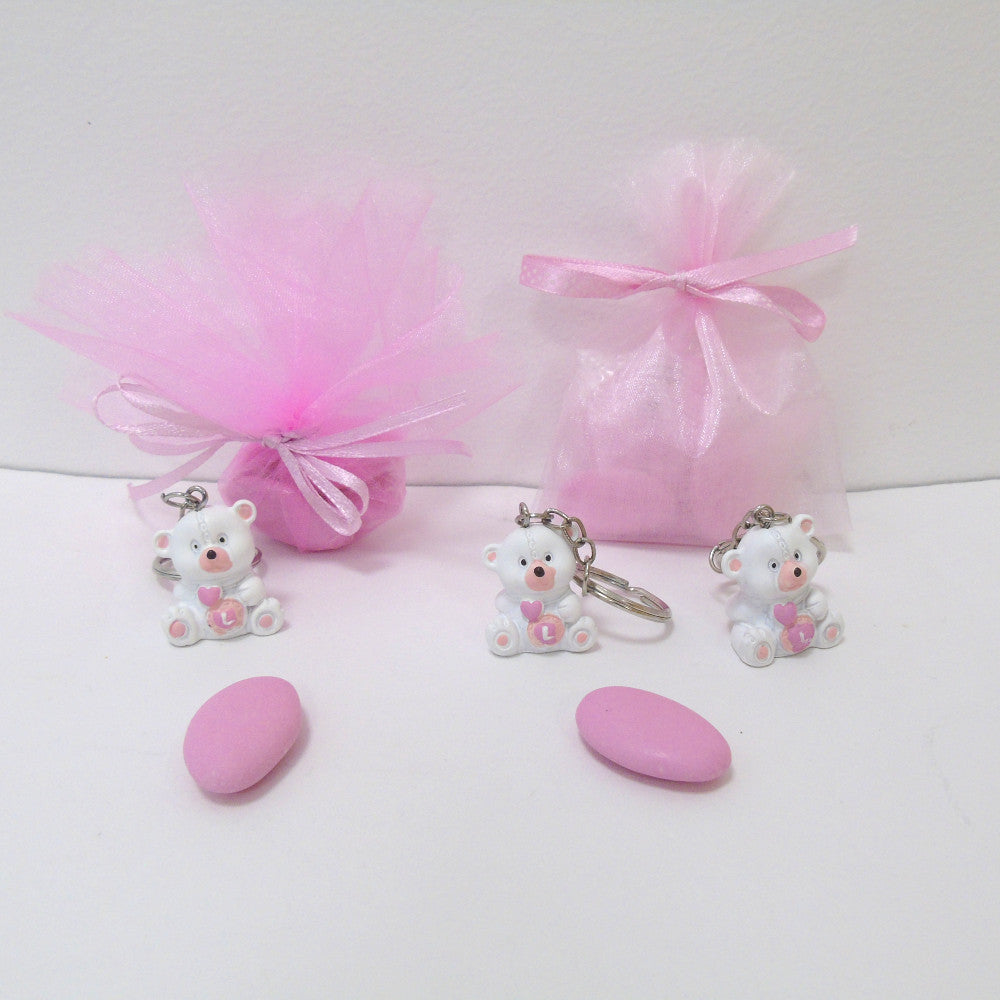 Sacchettino Segnaposto Bomboniera Nascita Battesimo Portachiavi Orsetto