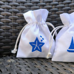 Bomboniera Sacchettino Porta Confetti Battessimo - Bianco Ricamato Tema Mare - Stella