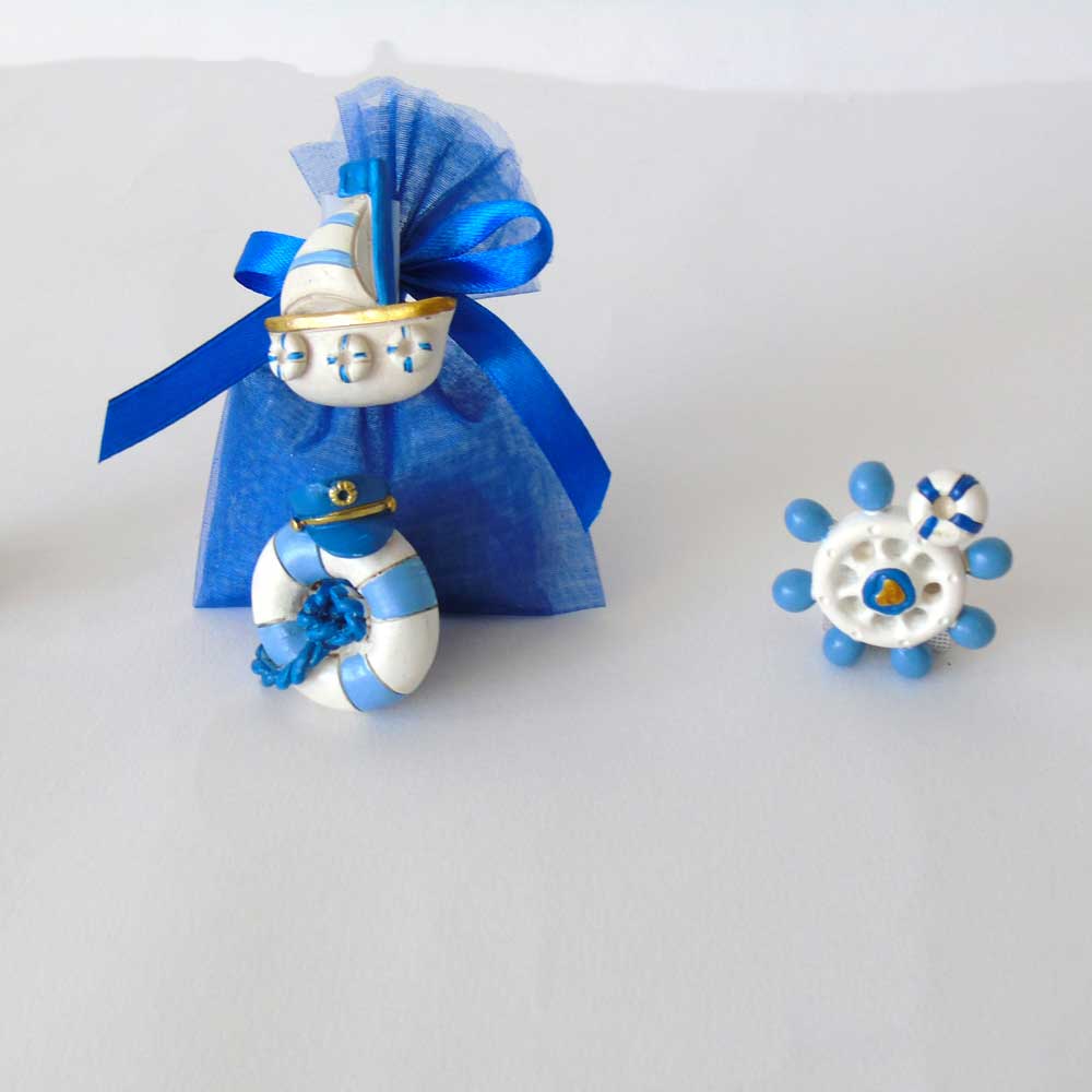 SACCHETTINO CONFETTI SEGNAPOSTO BOMBONIERA NASCITA BATTESIMO - LINEA MARE BLU