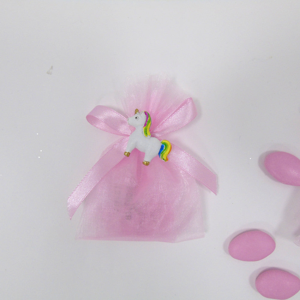 Sacchettino Confetti Segnaposto Bomboniera Nascita Battesimo Unicorno Rosa