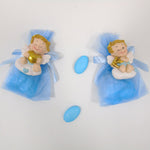 Sacchettino bomboniera confetti Segnaposto con Magnete Angelo Celeste Oro