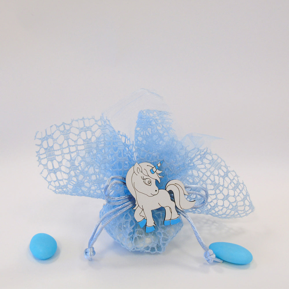 Sacchettino Confetti Segnaposto Bomboniera Nascita Battesimo - Unicorno